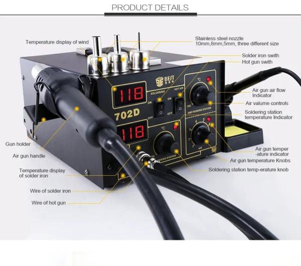 station de soudage a air chaud 650w best 702d